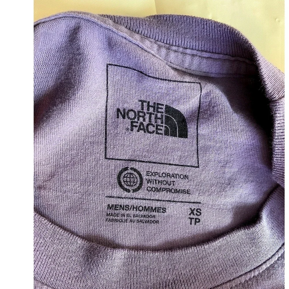 The North Face Mens XS Purple Long Sleeve Floral Box Logo Graphic‎ T-Shirt